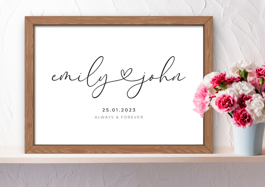 Personalised Couples Name Print
