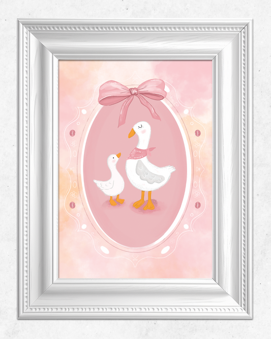 Mama Goose & Baby – A Gentle Bond Art Print